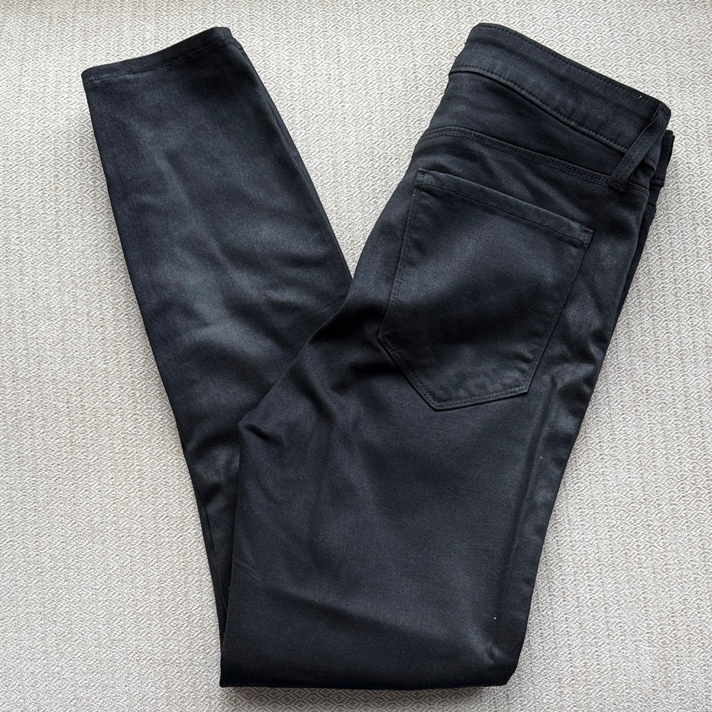 L'AGENCE Margot High-Rose Skinny Black Coated Jeans